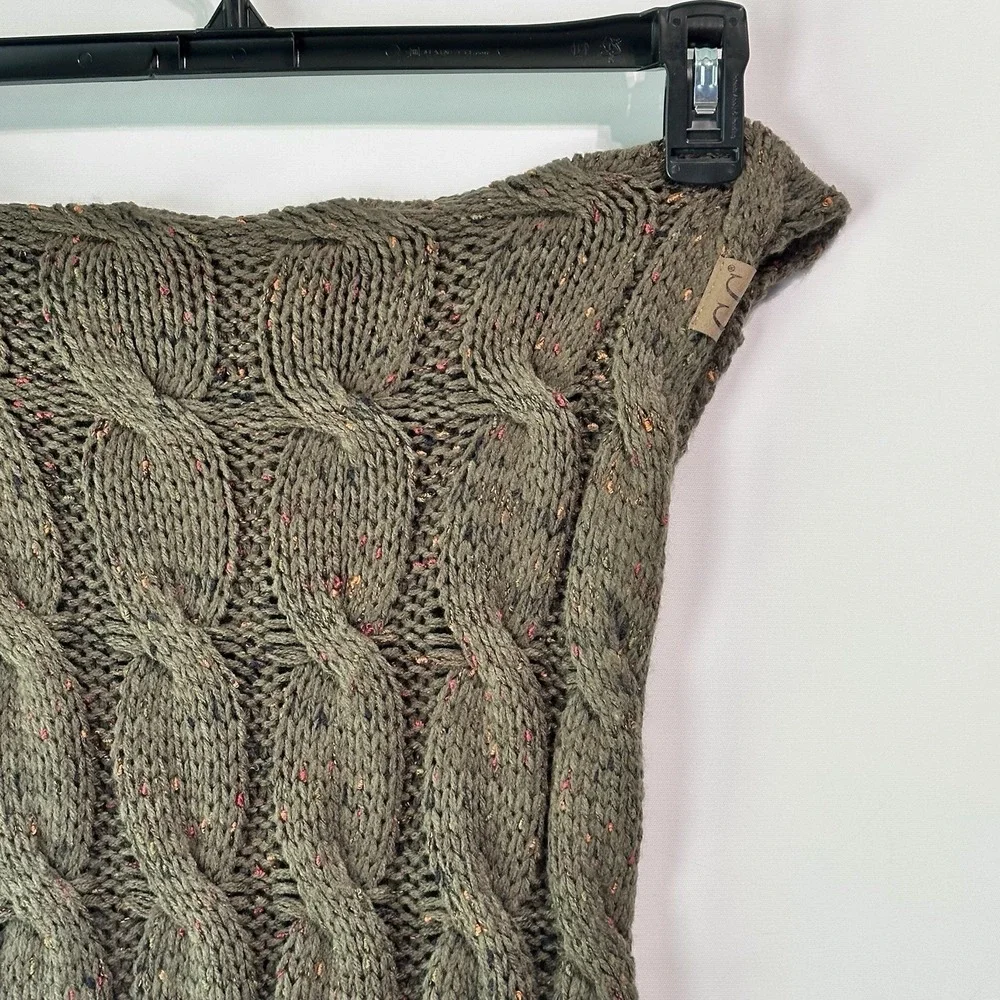 C.C Exclusives Infinity Scarf Olive Green Cable Knit Tweed Fleck Chunky Womens